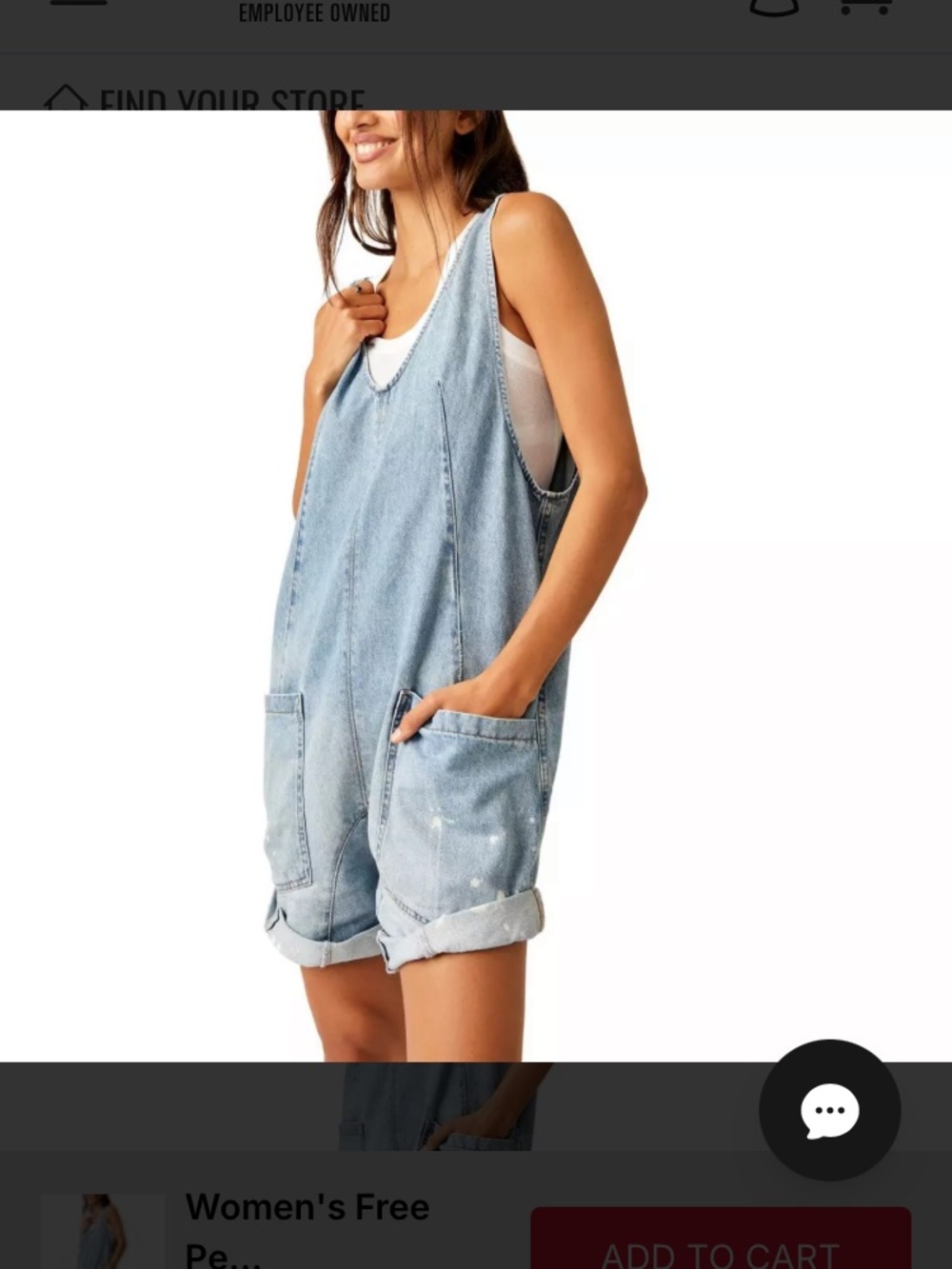 Free People Light Blue Denim Short Overalls